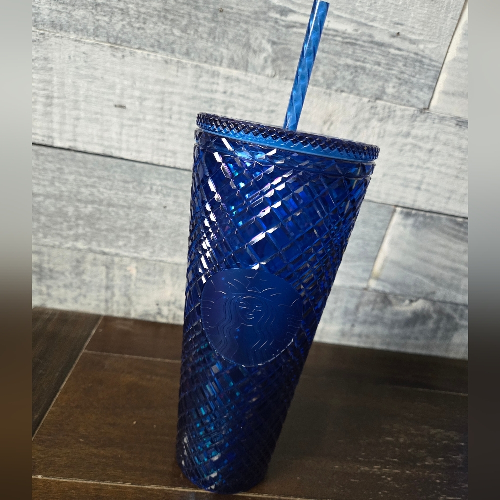Blue jeweled starbucks tumbler